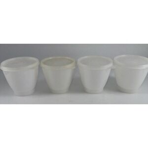 Tupperware Replacement Condiment Bowls 758-1 Clear w/ Lid For Caddy 4 Total